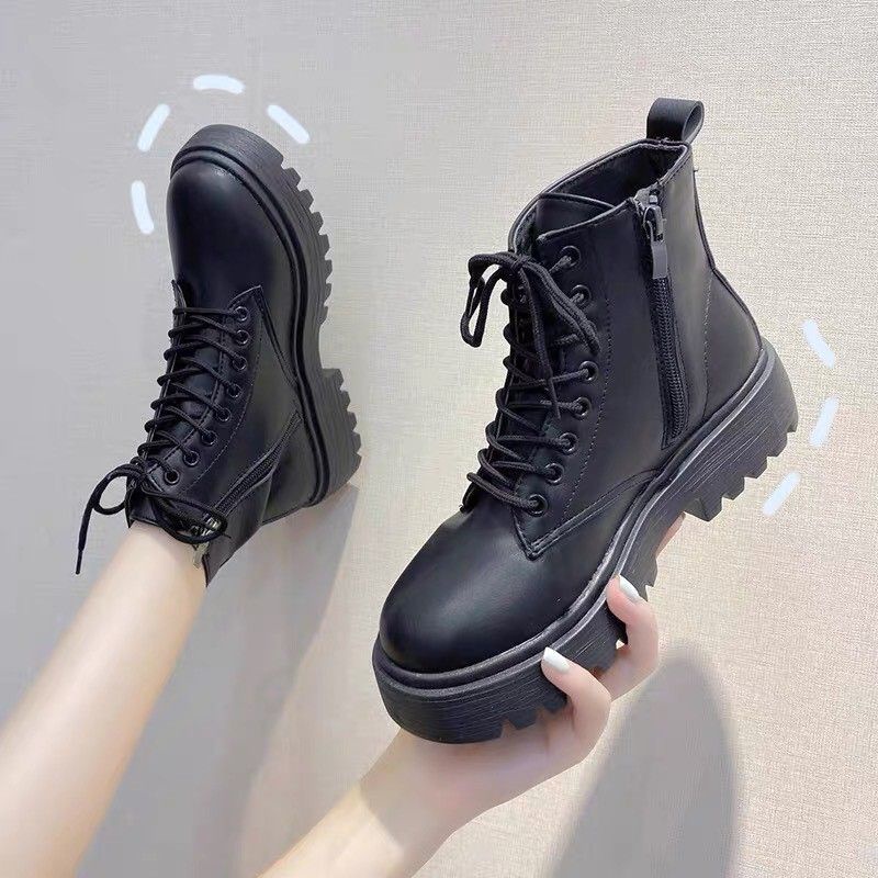 Giầy Boots Nữ combat Ulzang cao cổ Khóa dọc SALE