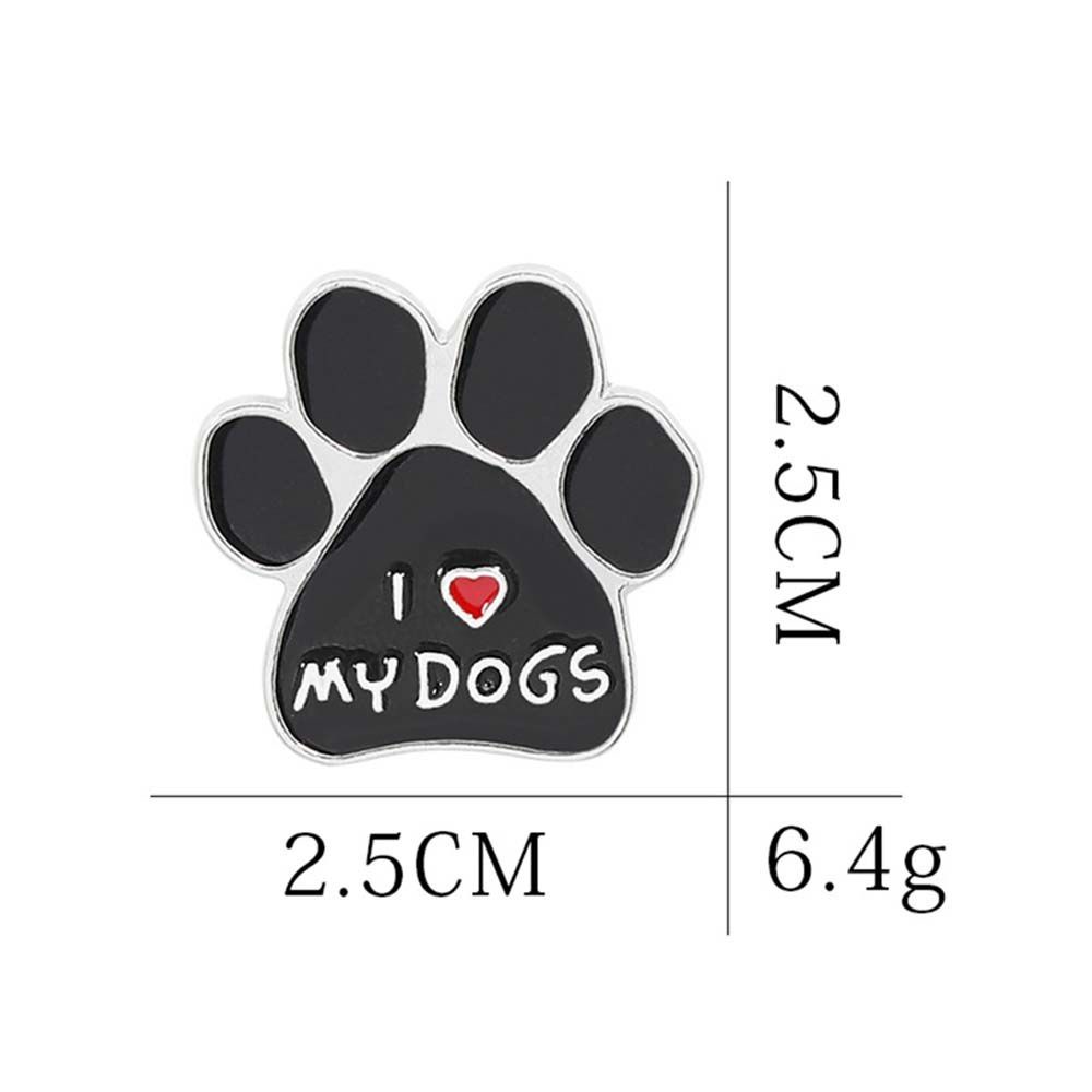 MARTIN1 Cute Dog Paw Pins Children Fashion Jewelry Enamel Brooches Letter Cartoon Gifts Black Alloy Unisex Badges/Multicolor