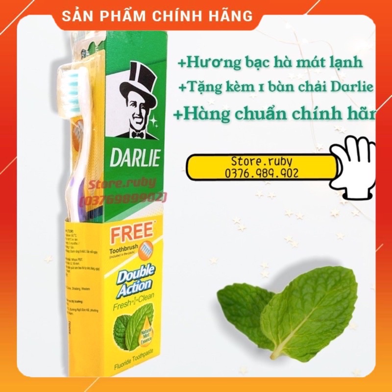 [ Tặng 1 Bàn chải Darlie] Kem đánh răng Darlie Ông Tây Đen Double Action 225g