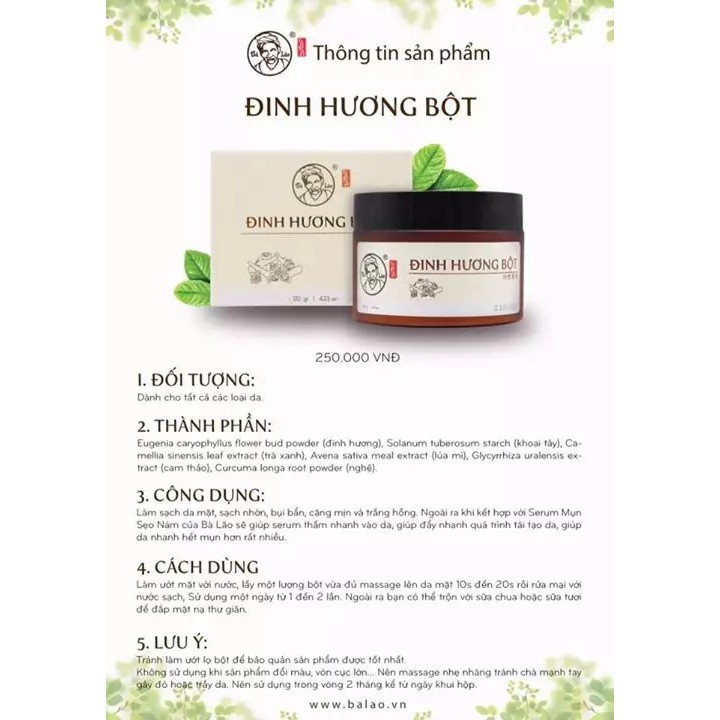 (chính hãng) - Bột Đinh Hương Sạch nhờn sạch mụn sáng da Bà Lão | BigBuy360 - bigbuy360.vn