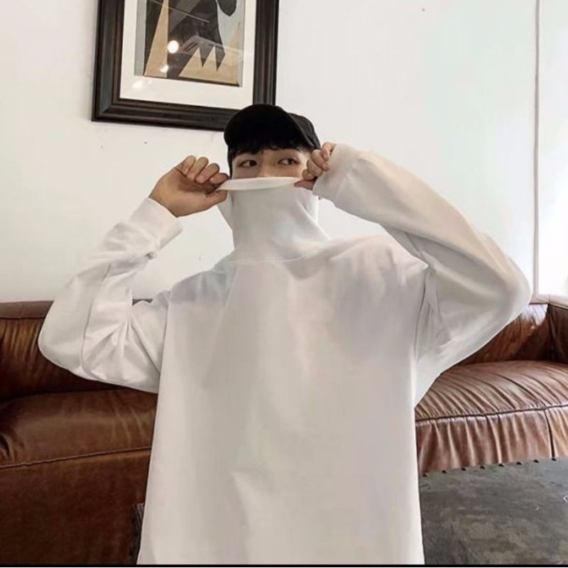 Áo Nỉ SWEATER Cổ Cao Trắng chơn | BigBuy360 - bigbuy360.vn