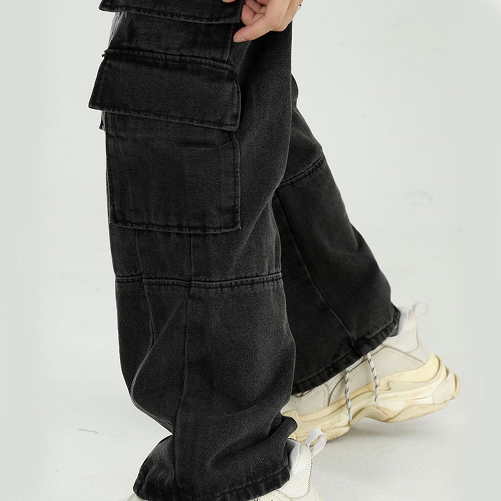Quần Cargo Jean Ống Xuông Màu Đen Wash | Cargo Washed Regular Jean  | 3T Streetwear