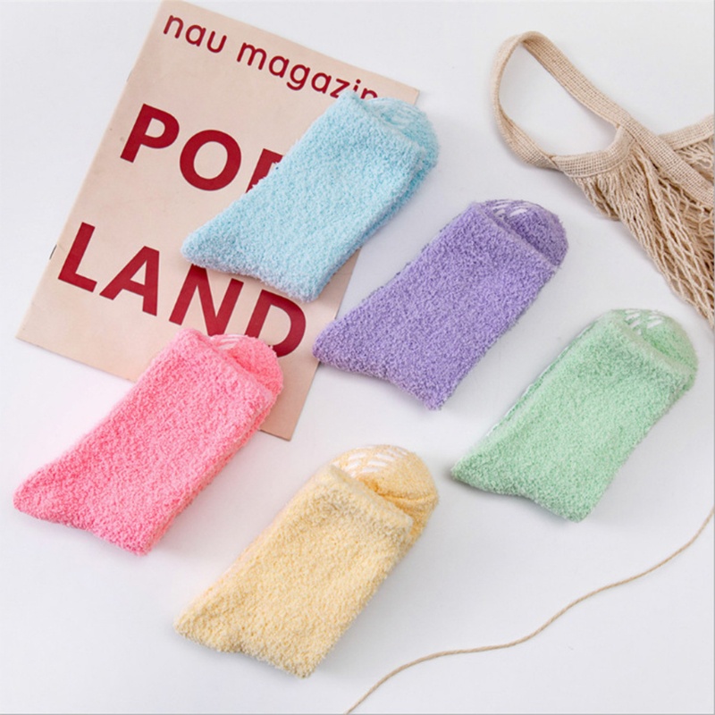 Xiangbao Vớ Lông Cừu Mềm Mại Màu Kẹo Trơn Chống Trượt Giữ Ấm Mùa Đông Cho Nữ