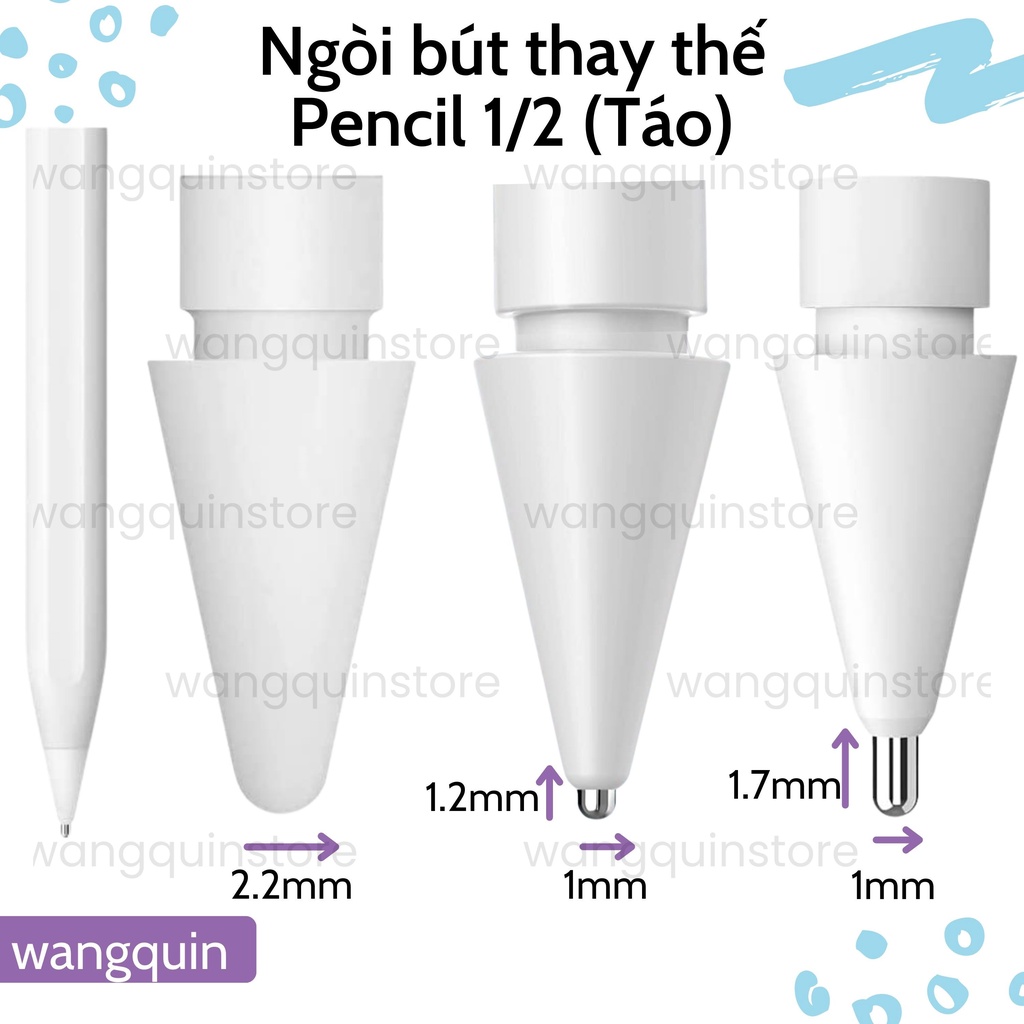 Đầu ngòi thay thế cho bút cảm ứng Pencil 1/2 táo - Pen tip dùng như ngòi gốc - Ngòi bút kim loại hỗ trợ viết Calligraphy