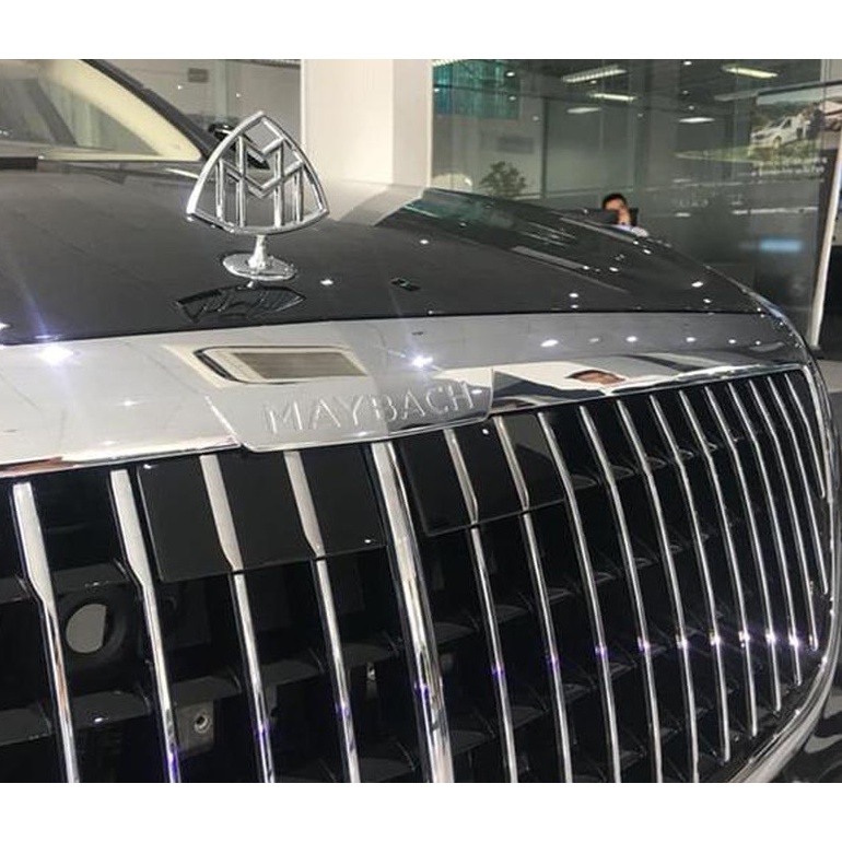 Logo hợp kim mạ crom Maybach nắp capo đầu xe ô tô, dùng độ cho xe Mercedes