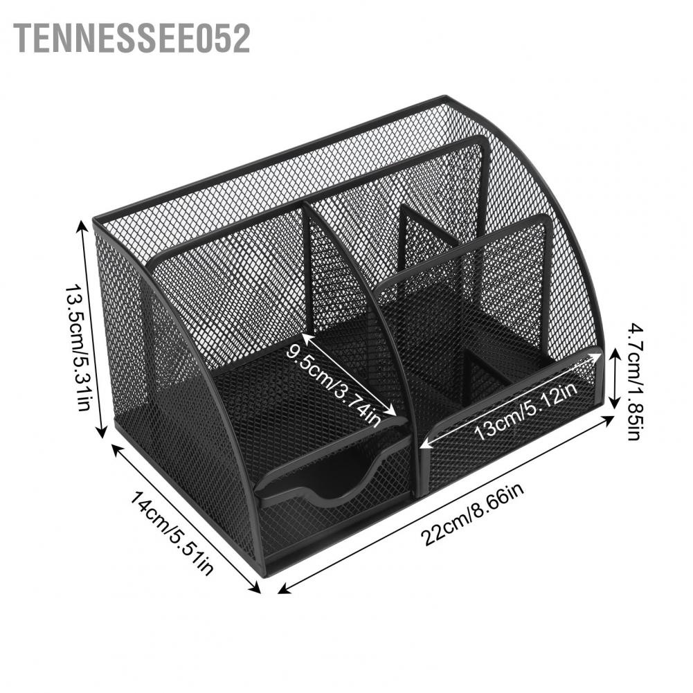 Hàng Sẵn Khay đựng bút 7 ngăn Kim Loại màu đen  để bàn đa chức năng chắc chắn 【Tennessee052】