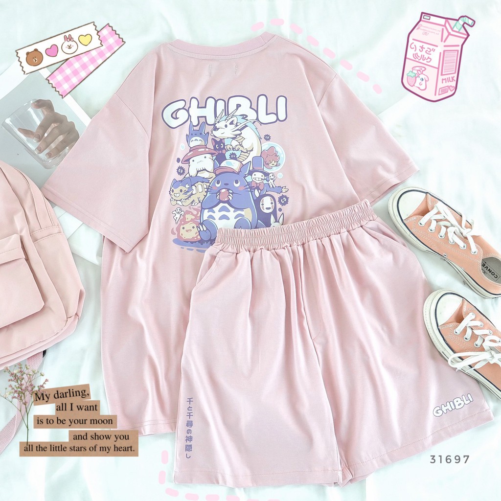 Set thun GHIBLI nhiều màu form rộng dễ mặc basic unisex - Made by Fiin | BigBuy360 - bigbuy360.vn