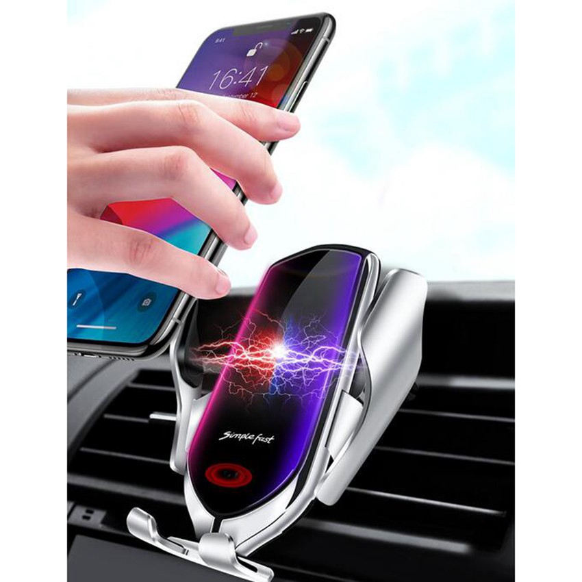 R1 10W Automatic Clamping Car Wireless Charger For iPhone Xs Samsung LG Infrared