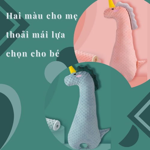 Gối Khủng Long Nằm Sấp Chống Đầy Hơi Cho Bé Tặng Kèm Đai Cố Định [Hàng Organic Chất Lượng Cao]