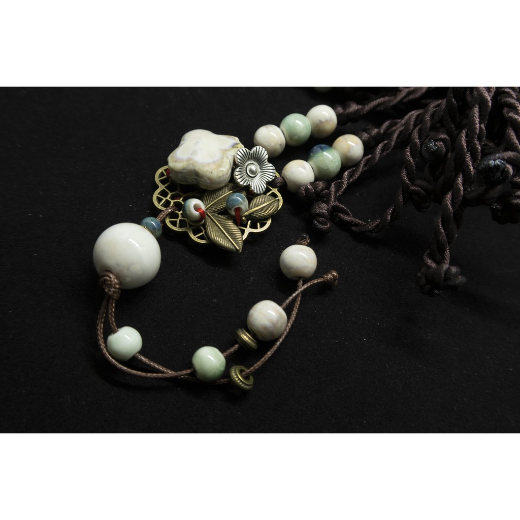 Vòng cổ vintage dây vải mặt hoa cho bạn gái nữ tính, dây chuyền đi biển