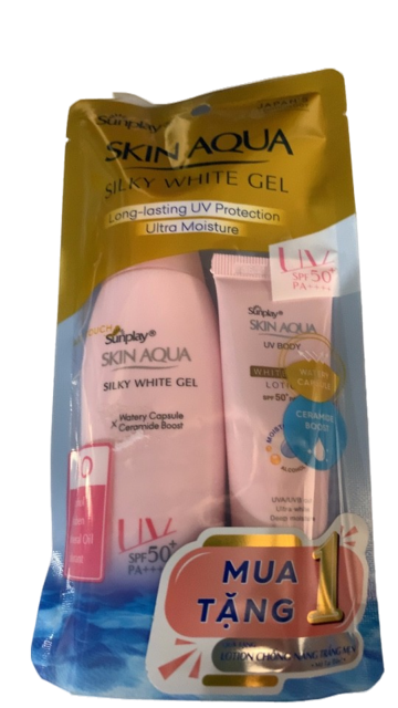  Gel chống nắng dưỡng trắng cho da khô Sunplay Skin Aqua Silky White Gel SPF 50+ PA++++ 70g | BigBuy360 - bigbuy360.vn