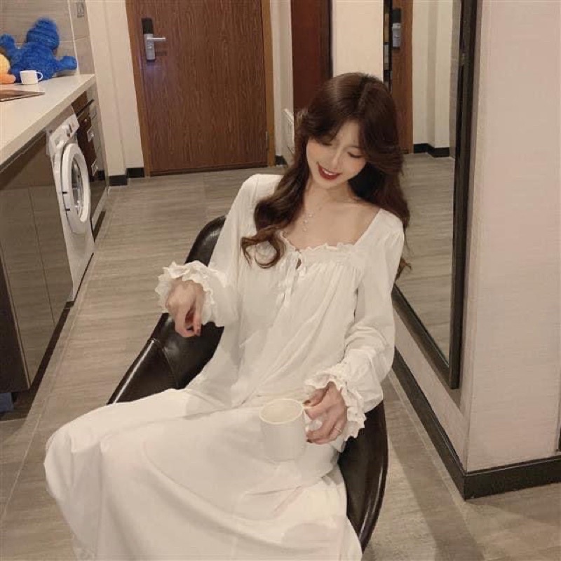 Đầm ngủ cotton dáng dài tiểu thư 🎀