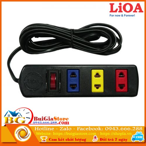 Ổ cắm kéo dài LiOA 3TS3-2 có công tắc bật tắt