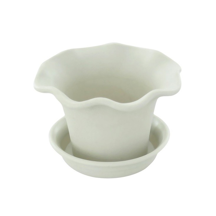 [Hỏa Tốc HN] Combo Chậu hoa viola trắng 26cm + Xẻng làm vườn cầm tay cán gỗ nội địa Nhật Bản