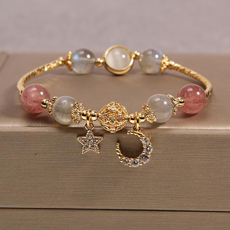 Vòng Tay Đính Đá Mặt Trăng/Ngôi Sao/ Dâu Tây/ Mặt Trăng/ Trái Tim Xinh Xắn Thời Trang Cho Nữ