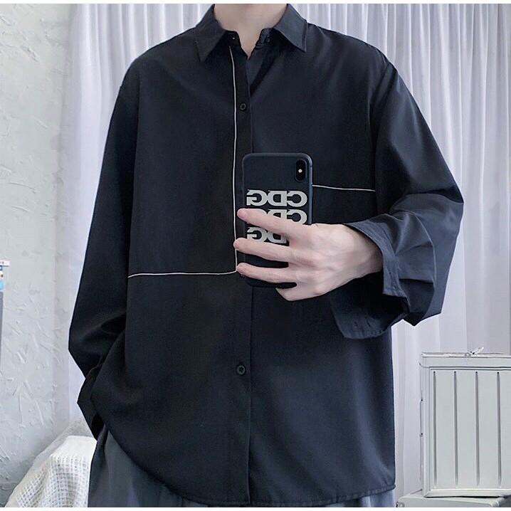 Áo sơ mi nam nữ form rộng 2N Unisex somi kẻ khoác ngoài số 20