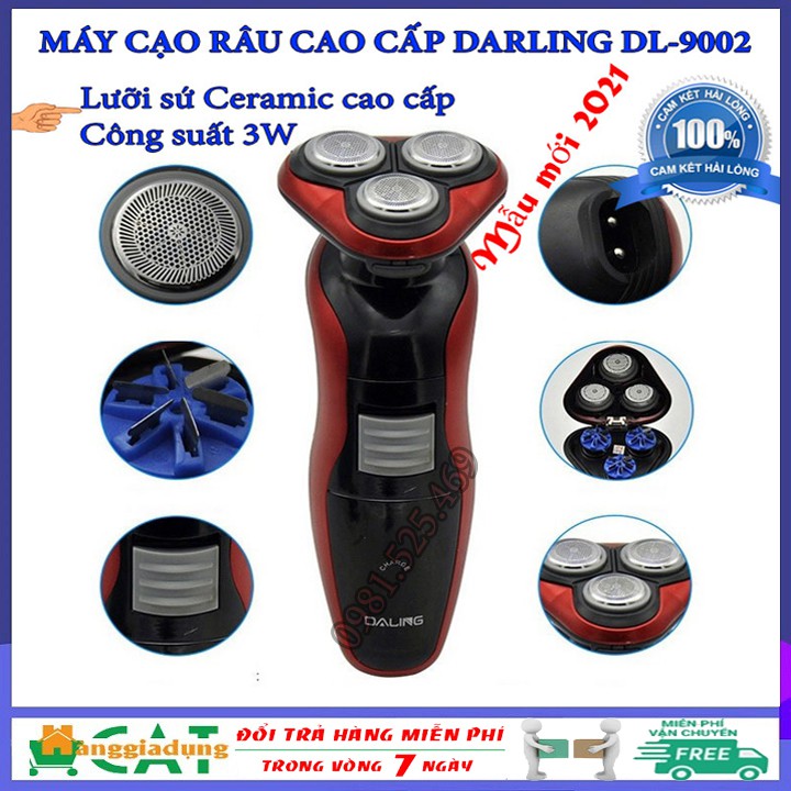 [Miễn ship 3 ngày] Máy cạo râu Darling DL-9002 lưỡi sứ Ceramic cao cấp