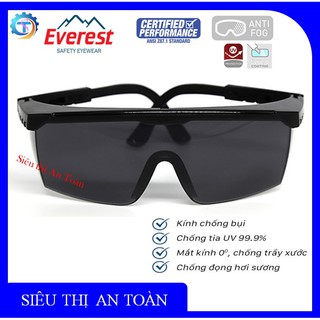 Kính bảo hộ Everest vuông trong EV105 chống đọng sương, chống bụi, tia UV hóa chất bắn vào mắt