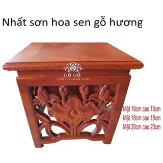 Đôn gỗ vuông hoa sen gỗ hương cao cấp
