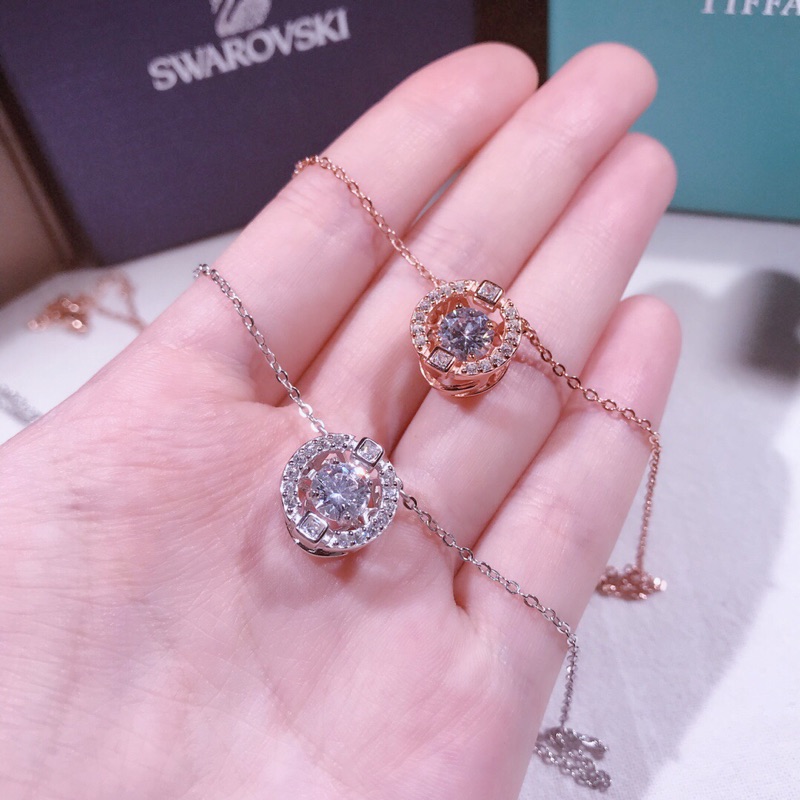 Swarovski Dây Chuyền Mạ Bạc 925 Mặt Trái Tim Xinh Xắn Cho Nữ