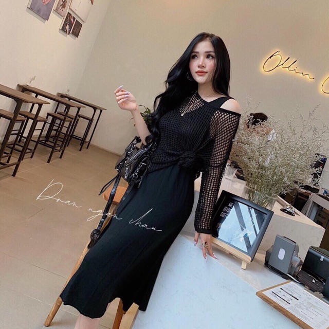 Set 2 Món Đầm 3Lo- Áo Len Lỗ Bigsize (có ảnh thật)