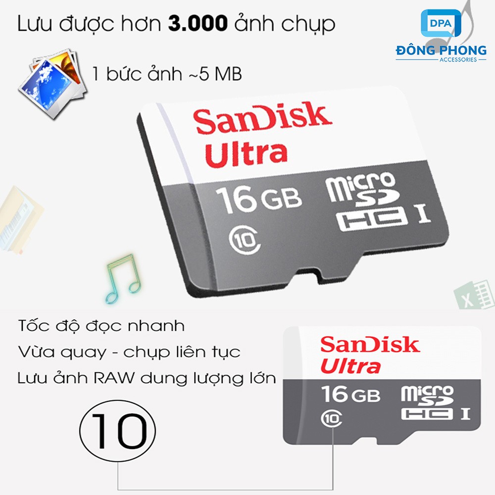 Thẻ Nhớ Micro SD 16GB Sandisk 80mb/s Chính Hãng Bảo Hành 5 Năm | BigBuy360 - bigbuy360.vn