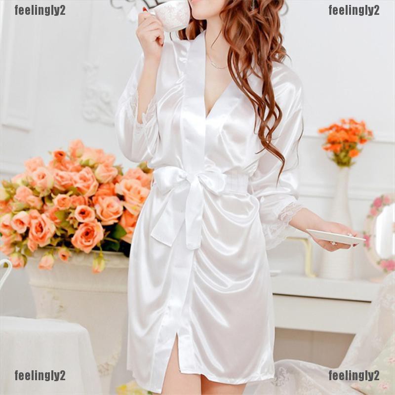 ❤SUN❤ Áo choàng ngủ phối ren chất liệu lụa satin cho nữ L❤ | BigBuy360 - bigbuy360.vn