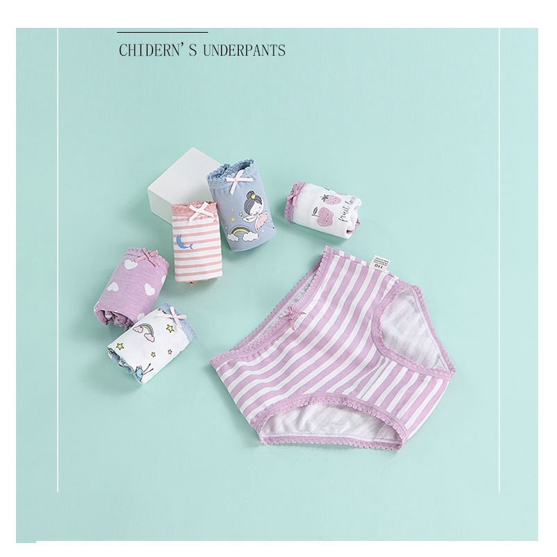 Bộ 4 cái qun62 lót 95% cotton 5% spandex kiểu công chúa người cá cao cấp cho trẻ nhỏ