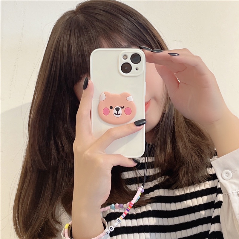 Ốp Điện Thoại TPU Dẻo Họa Tiết Hoạt Hình Chú Gấu/ Thỏ Dễ Thương Chống Rơi Cho IPhone 13 12 11 Pro Max X XS XR 8 7 6 Plus
