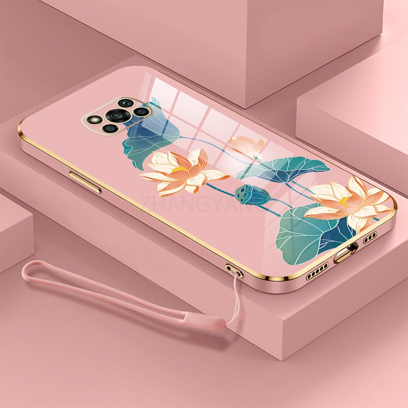 ốp lưng poco x3 nfc poco x3 poco x3 pro ốp điện thoại poco x3 nfc poco x3 poco x3 pro Ốp Điện Thoại TPU Dẻo Mạ Màu Họa Tiết Hoa Sen Sang Trọng