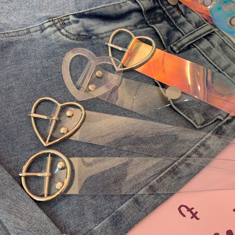 Thắt Lưng Trong Suốt Khóa Tròn Hình Trái Tim Kiểu Hàn Quốc Dễ Thương