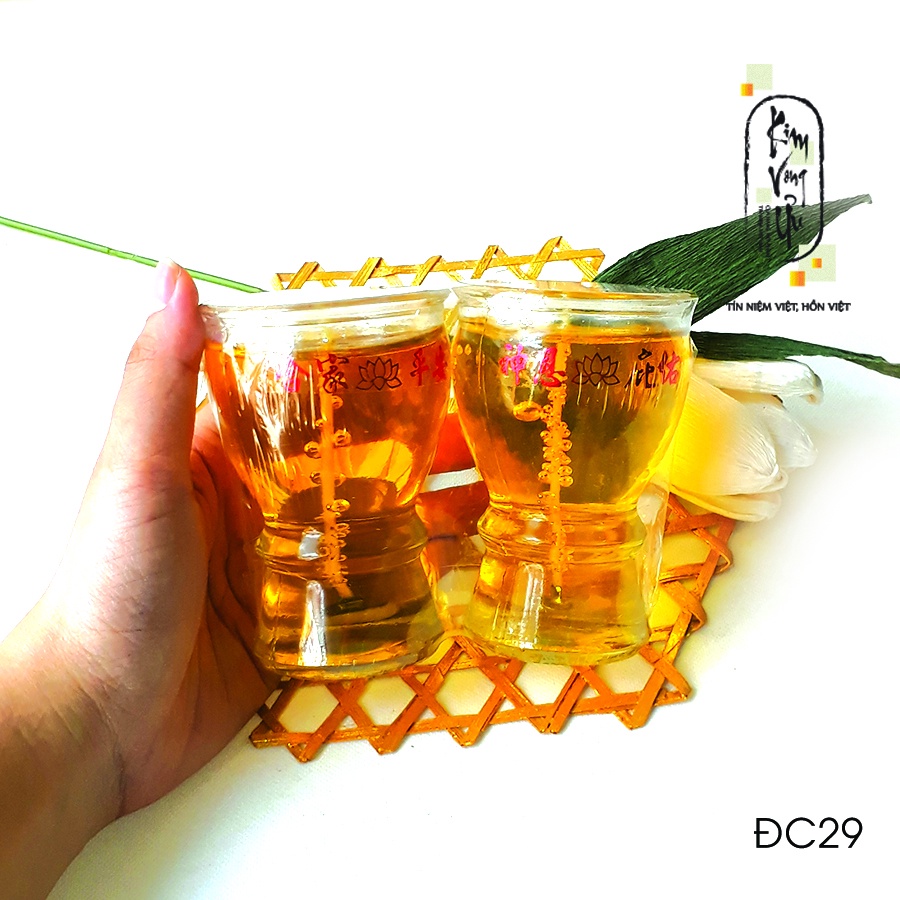 Đèn cầy ly cúng Đài Sen Vàng ĐC29  Kim Vong Uu cao 9.2 cm
