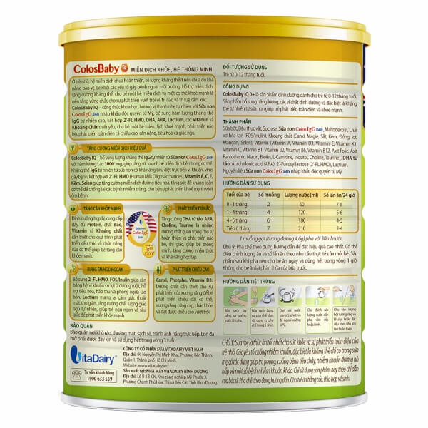 Sữa ColosBaby IQ Gold 0+ loại bột 800g
