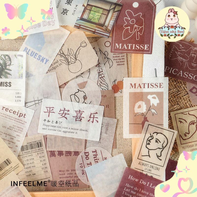 Set sticker - chủ đề xinh xắn trang trí sổ nhật ký, bông hoa, cây cỏ Vintage │40 tấm │Xem thêm ở phần MÔ TẢ SẢN PHẨM