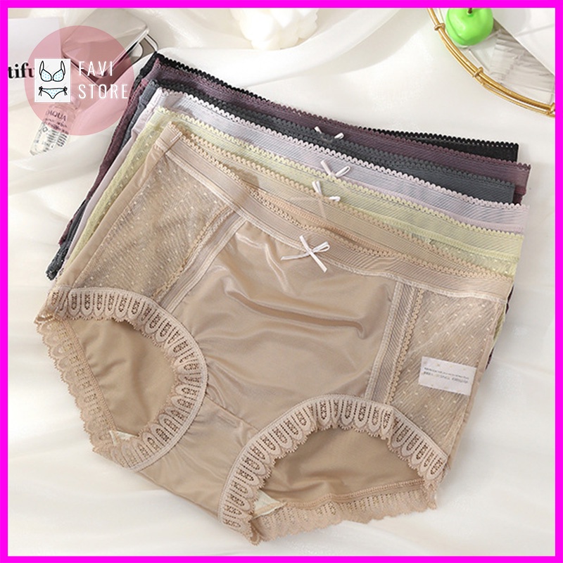 QUần lót nữ cạp cao lụa mềm phối ren cao cấp sang xin mịn - QL032