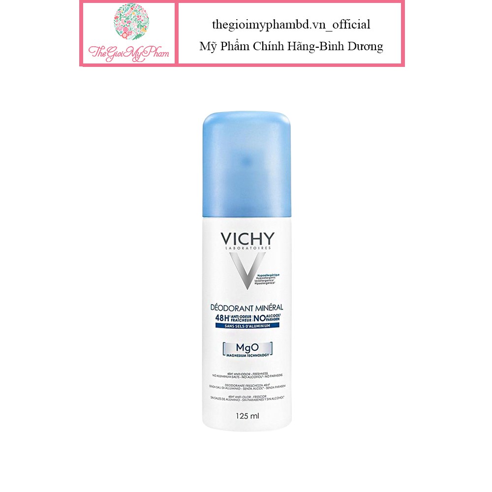 Xịt Khử Mùi &amp; Khô Thoáng Vùng Da Dưới Cánh Tay Giàu Khoáng Vichy Deodorant Mineral 125ml