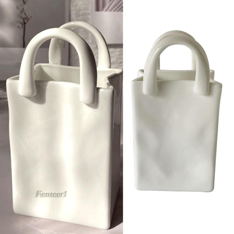 [Fenteer1] Lọ Hoa Khô Bằng Gốm Hình Túi Xách Trang Trí Phòng Khách