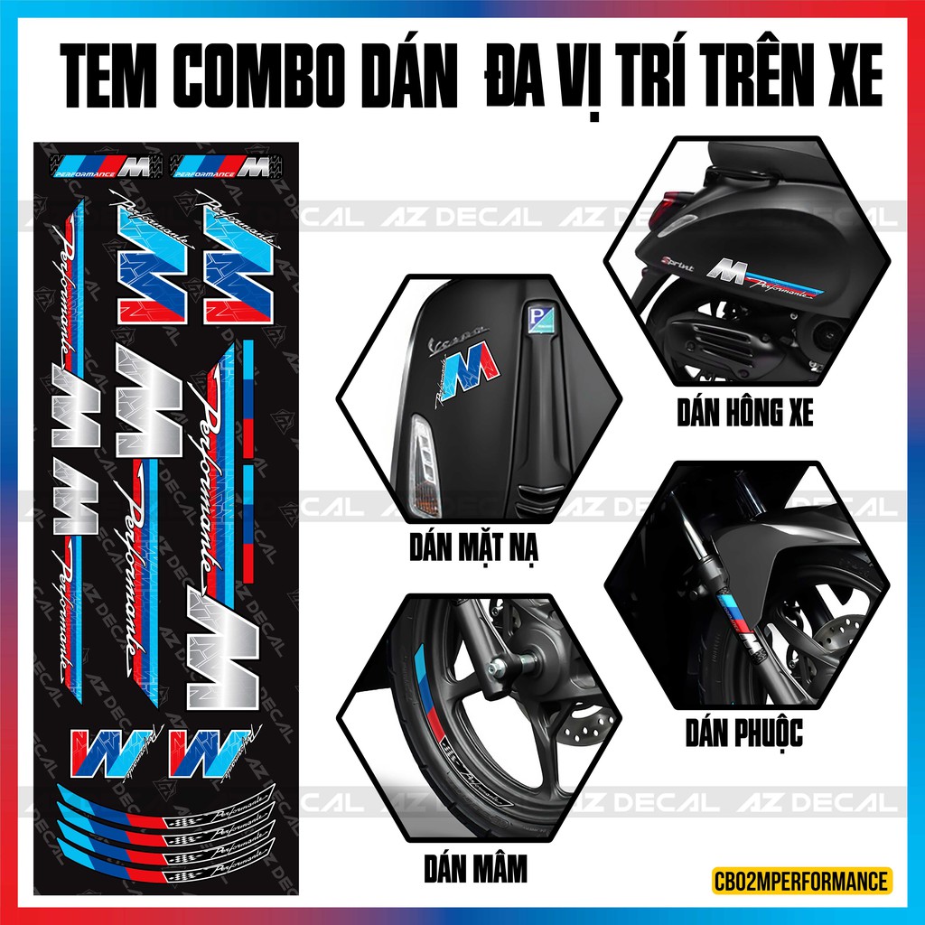 [Tem Xe Đa Vị Trí] Chủ Đề Mperformance | 2CB02MPERFOMANCE | Tem Combo Dán Cho Mọi Dòng Xe