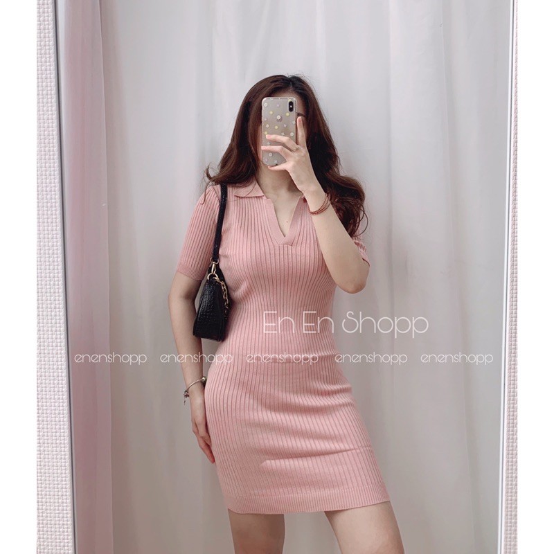 [Mã SKAMA06 giảm 8% tối đa 50K đơn 250K] [ẢNH THẬT]Váy polo len tăm(V127)