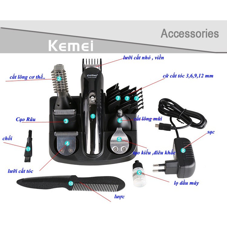 Tông Đơ Hớt Tóc Đa Chức Năng 6 In1 Kemei KM-600