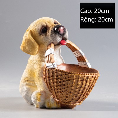 [ Độc quyền] Decor chú cún mang giỏ sáng tạo. Trang trí nội thất phòng khách. Đạo cụ cổ điển chụp ảnh, quán cà phê.