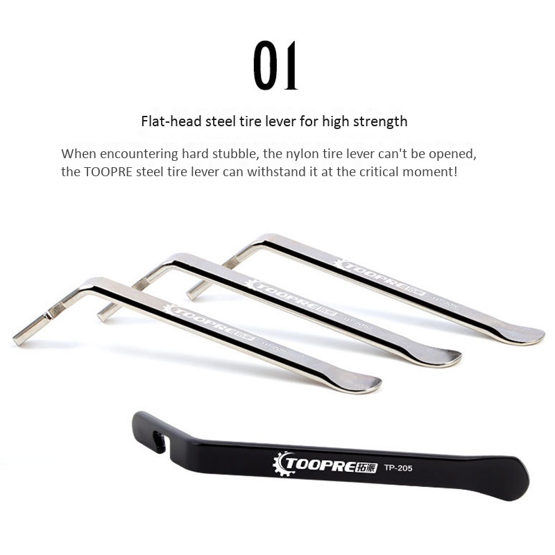 TOOPRE 3Pcs Road Bike Tire Lever Stainless Steel Repair Tool Black