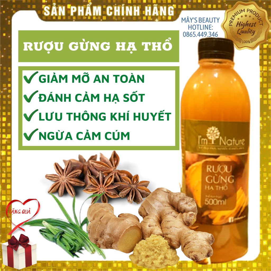 Rượu Gừng Hạ Thổ I’M Nature Massage Hỗ Trợ Giảm Mỡ - Ngừa Cảm Cúm 500ml