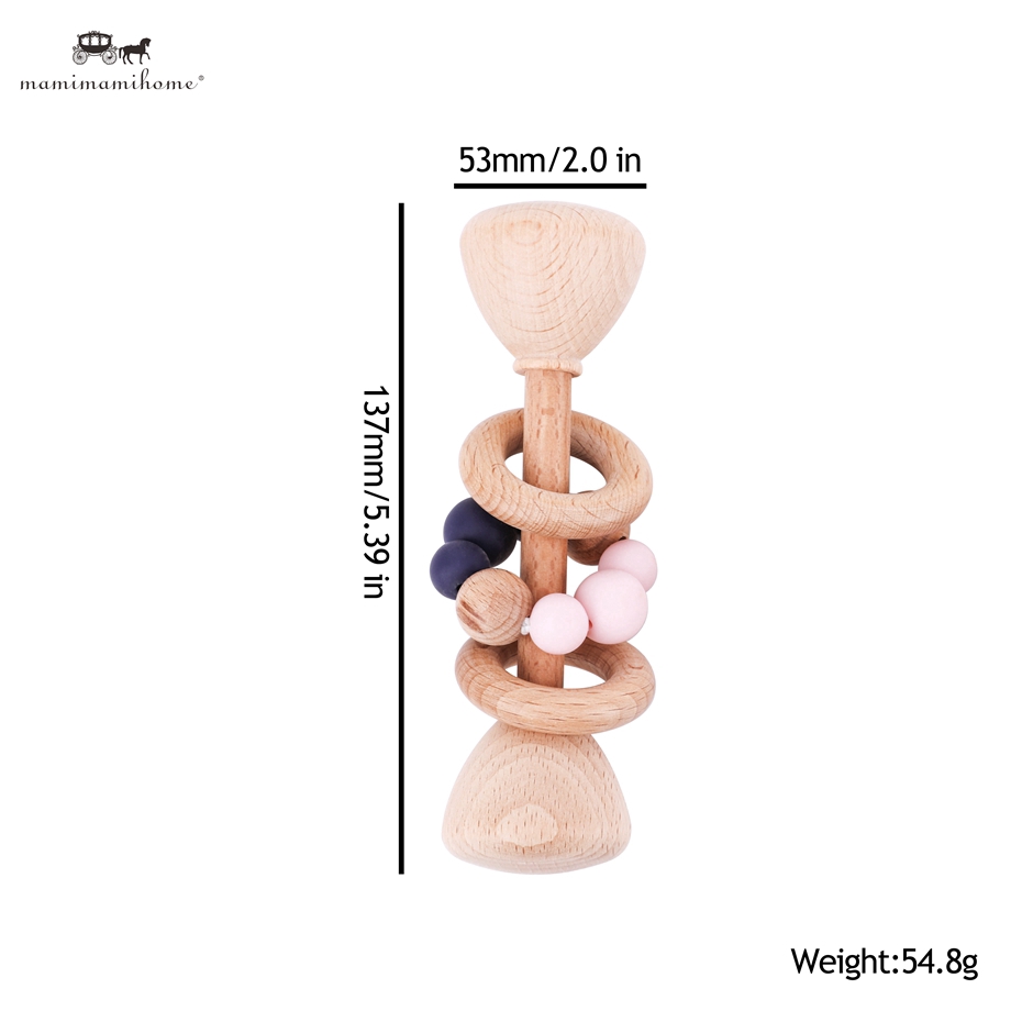 【COD】 1 cái Đồ chơi trẻ em bằng gỗ Teething Beech Wood Toys Đồ chơi trẻ em Nhai silicone Teething Baby Rattles bằng gỗ Đồ chơi cho trẻ em đang mọc răng BPA Miễn phí cho trẻ sơ sinh