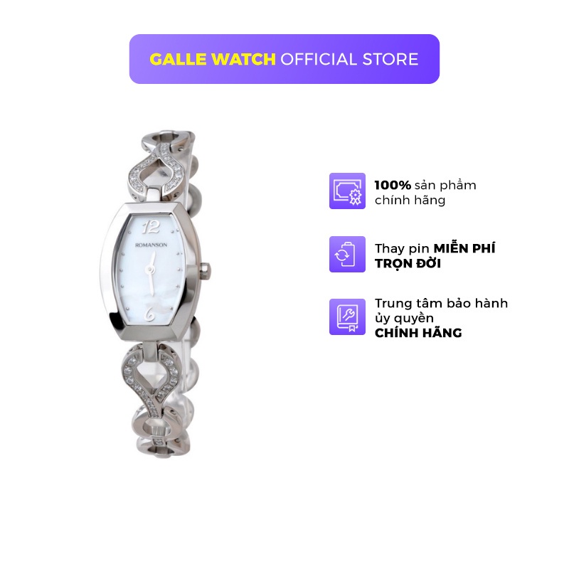 Đồng hồ Romanson Woman Watch RM9238QLWWH nữ mặt nhỏ đính đá chống nước, máy Thụy Sĩ dây thép cao cấp chính hãng