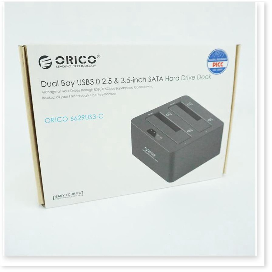 ⚡ ( Xả kho sập sàn) Dock ổ cứng,Đầu chép ổ cứng đôi Orico 6629US3-C  - bảo hành uy tín