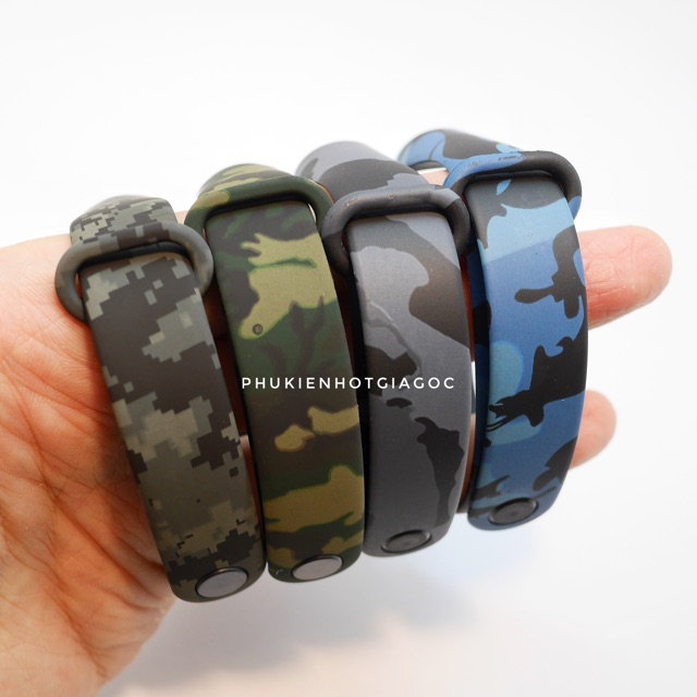 (SẵnVN) Dây đeo camo rằn ri màu lính Xiaomi Miband 6 / Mi band 5 ; Dây thay thế cá tính Mi band 5&6 /  Miband 4&3 cao su