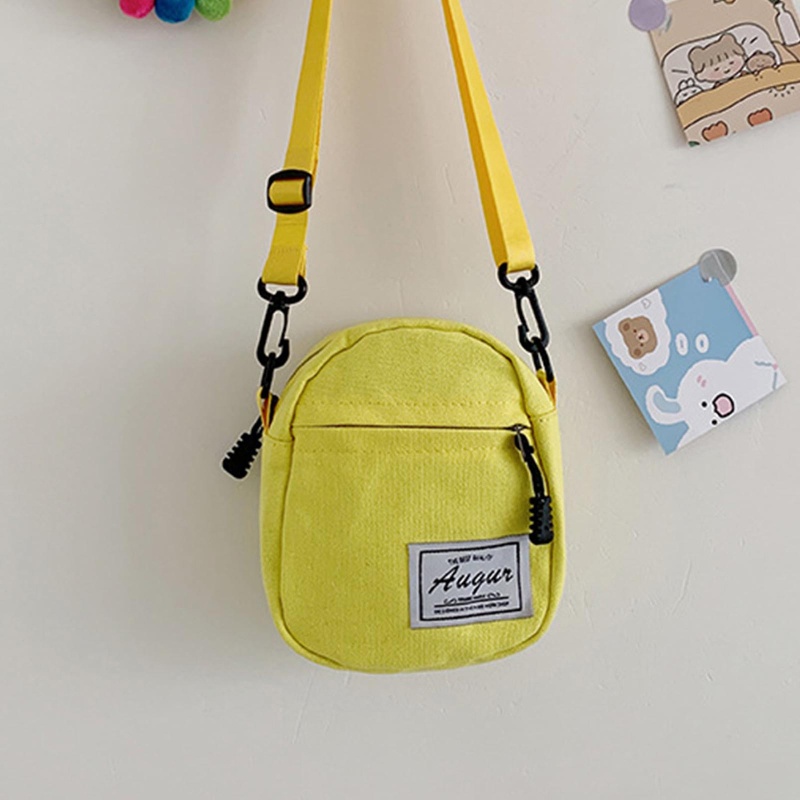 Túi Đeo Chéo Mini Bằng Vải Canvas Màu Trơn Thời Trang Dành Cho Nữ