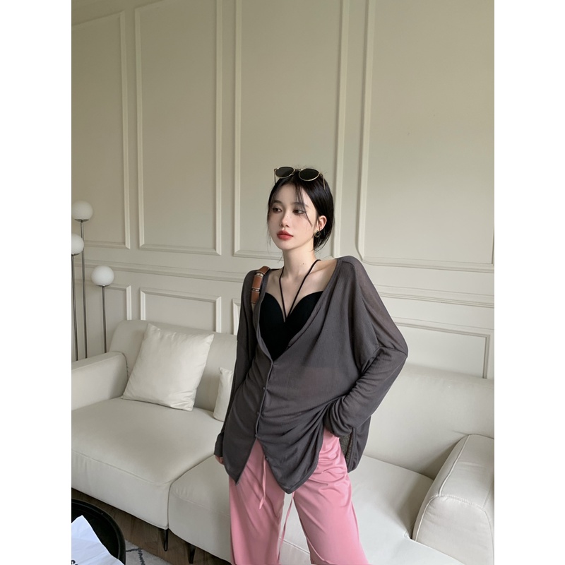 Cocory vn Cocory vn Set Áo Cardigan Dài Tay + Áo Hai Dây Thời Trang Dành Cho Nữ