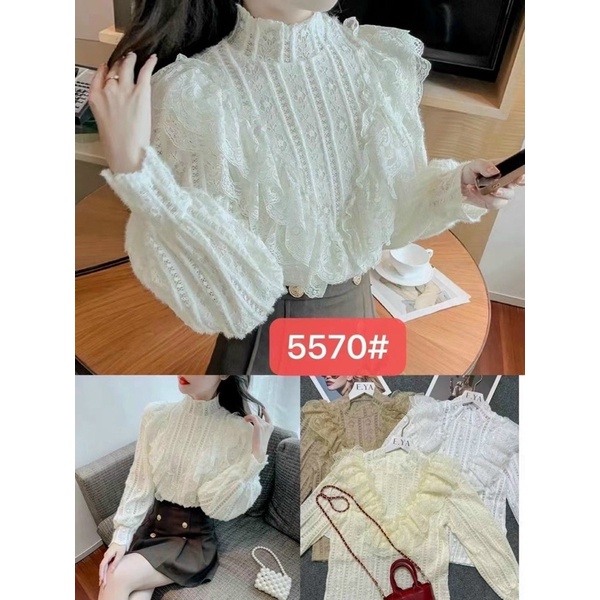 Áo sơ mi ren lông cổ tàu - Hàng Quảng Châu L1